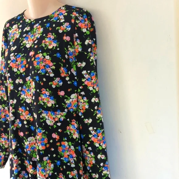 Boden Crew Neck Fit-and-Flare Dress Black, Wild Cluster - Picture 7 of 16